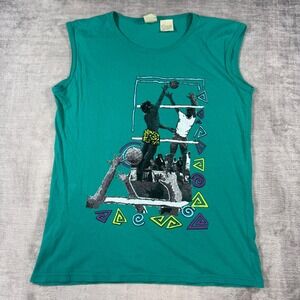 ISPO Shirt Mens Medium Teal Vintage 80s Beach Volleyball Sleeveless Vacation